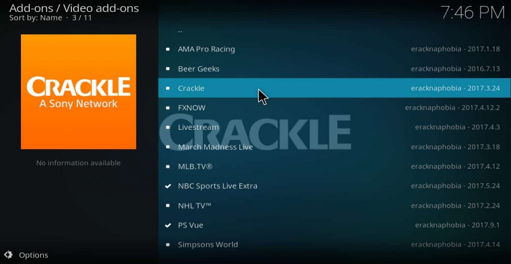 Crackle Kodi Addon