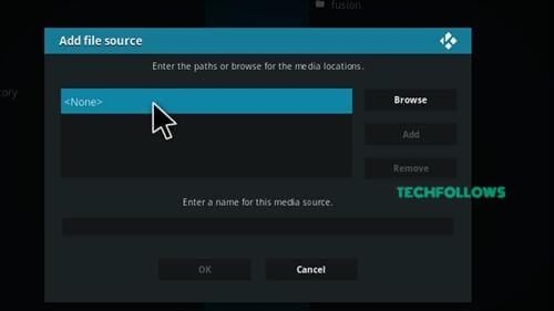 Tap <None> on Kodi