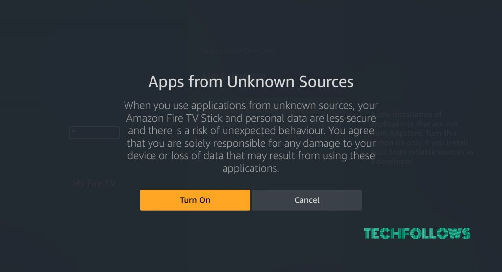 Turn on allow Apps from unknown sources