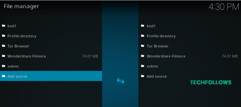 Select Add Source on Kodi 