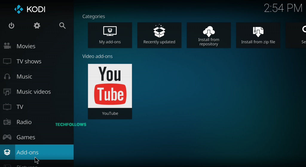 Click Addons on Kodi 