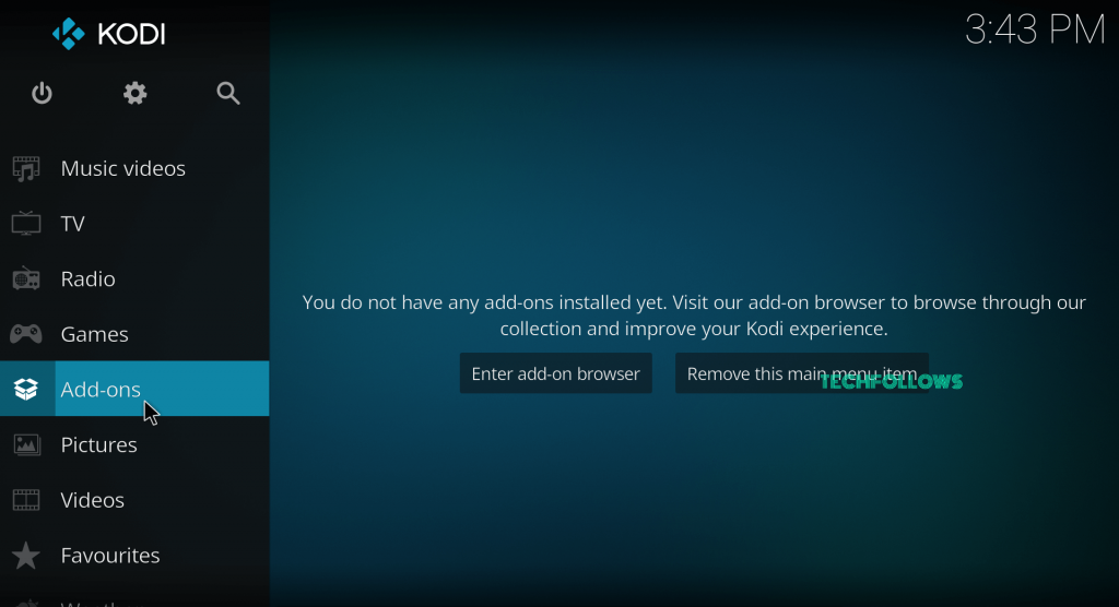 Select Add-ons on Kodi