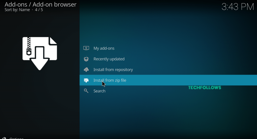 Select Install from zip file