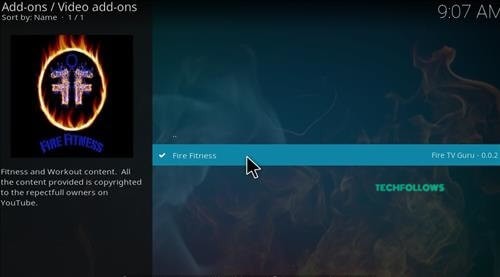 Fire Fitness Kodi Addon