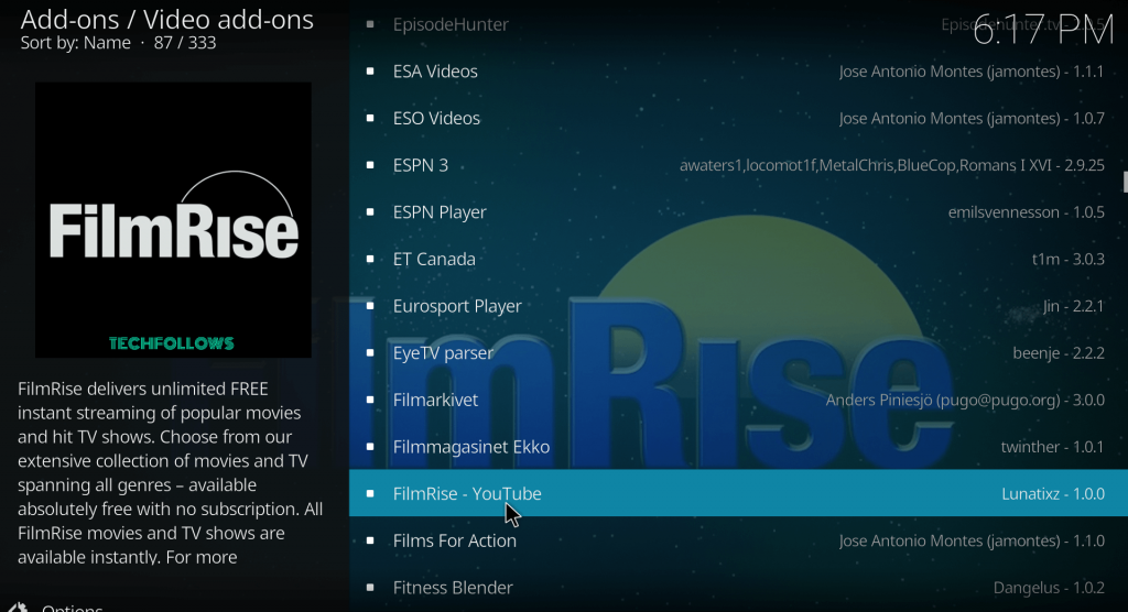 FilmRise Kodi Addon