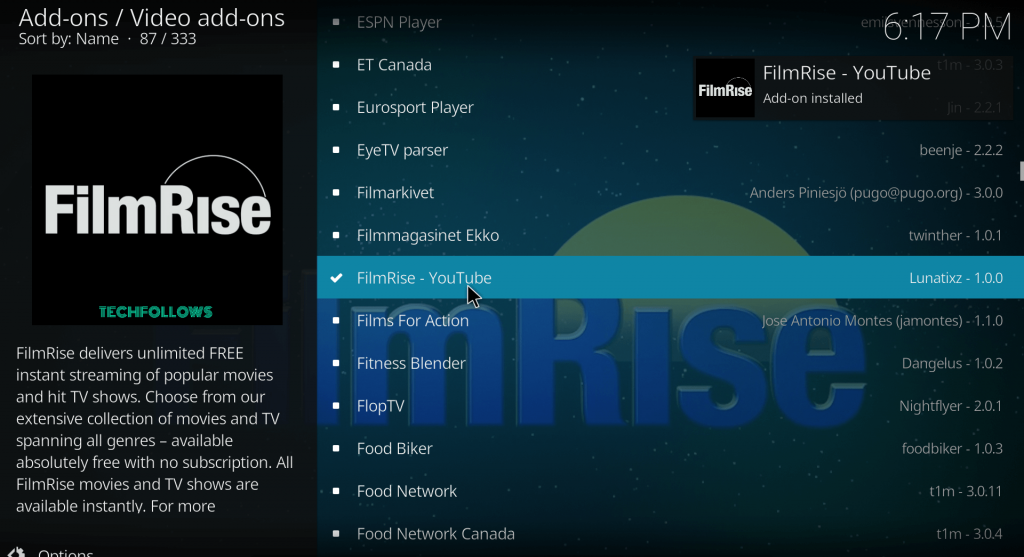 FilmRise Kodi Addon