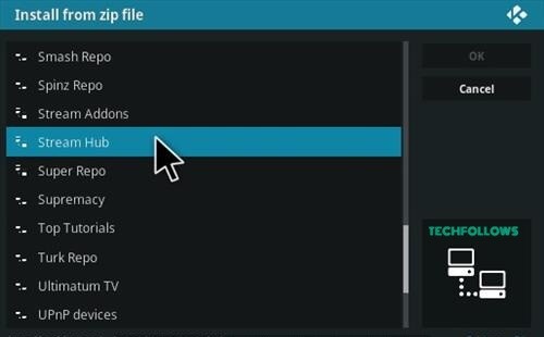  click the Stream Hub to get Live Hub Kodi Addon