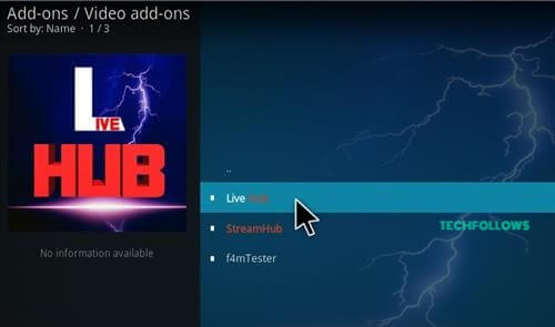 click Live Hub to get Live Hub Addon on Kodi