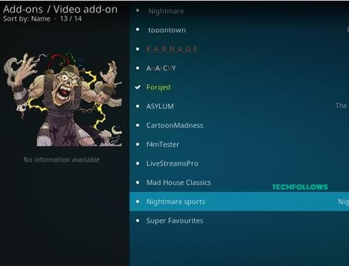 Nightmare Sports Kodi Addon