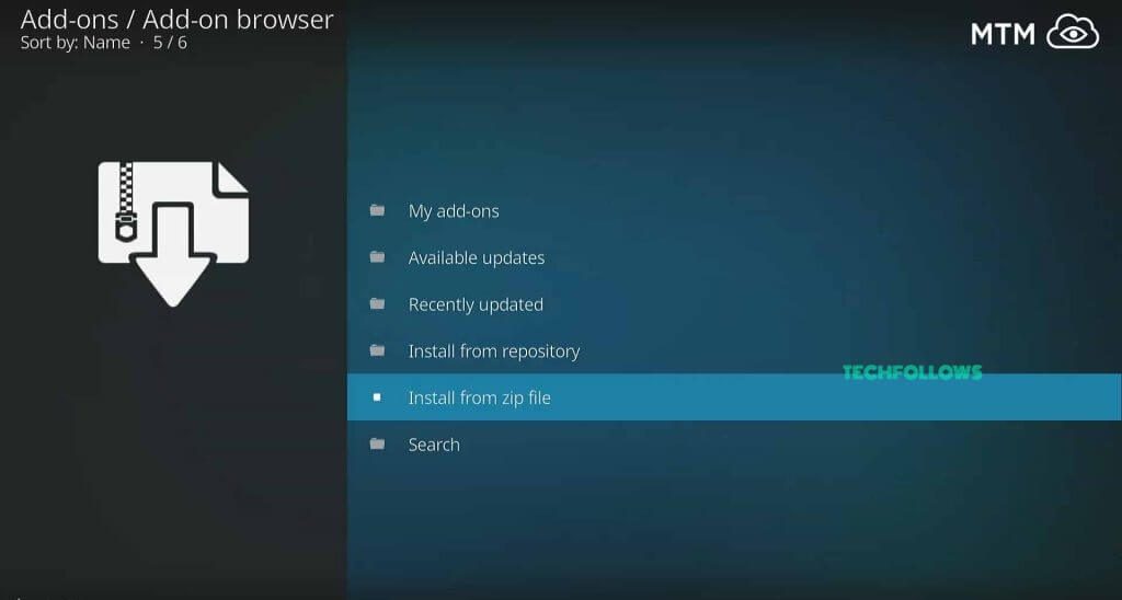 Tap the Install from Zip File option