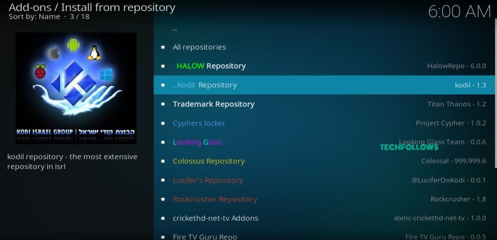 Select the name of the repository Kodil repository.
