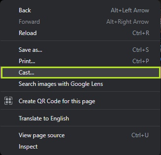 Click cast option from the list