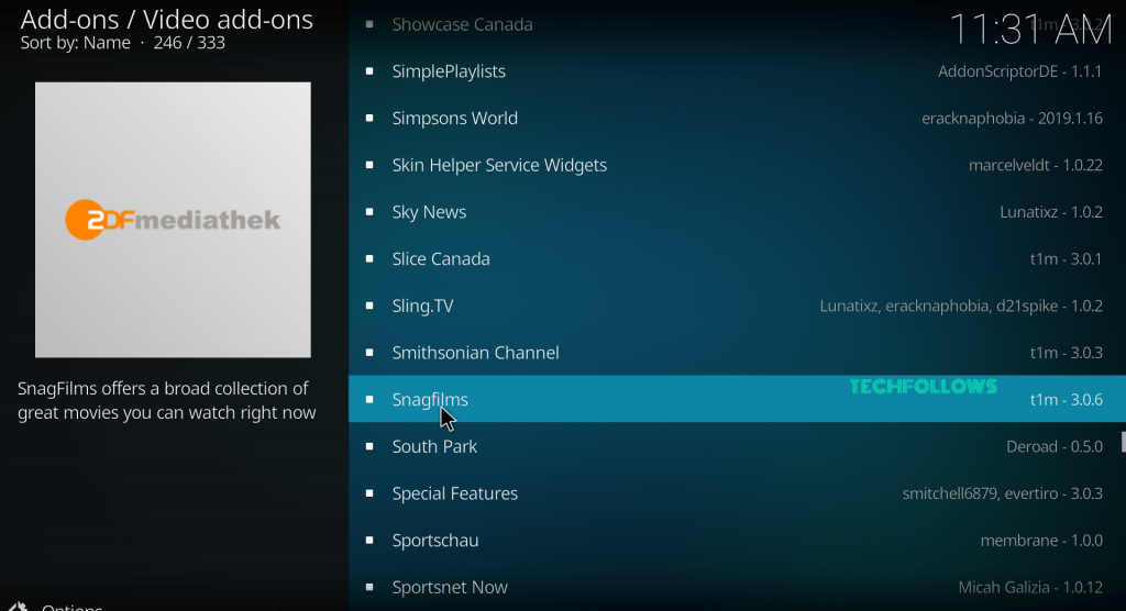 SnagFilms Kodi Addon