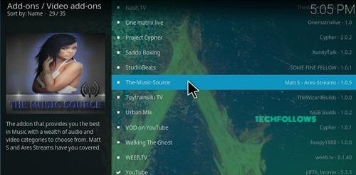 The Music Source Kodi Addon