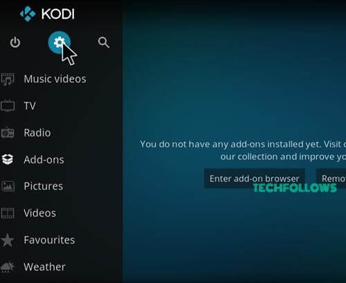 Click Settings under Kodi home screen