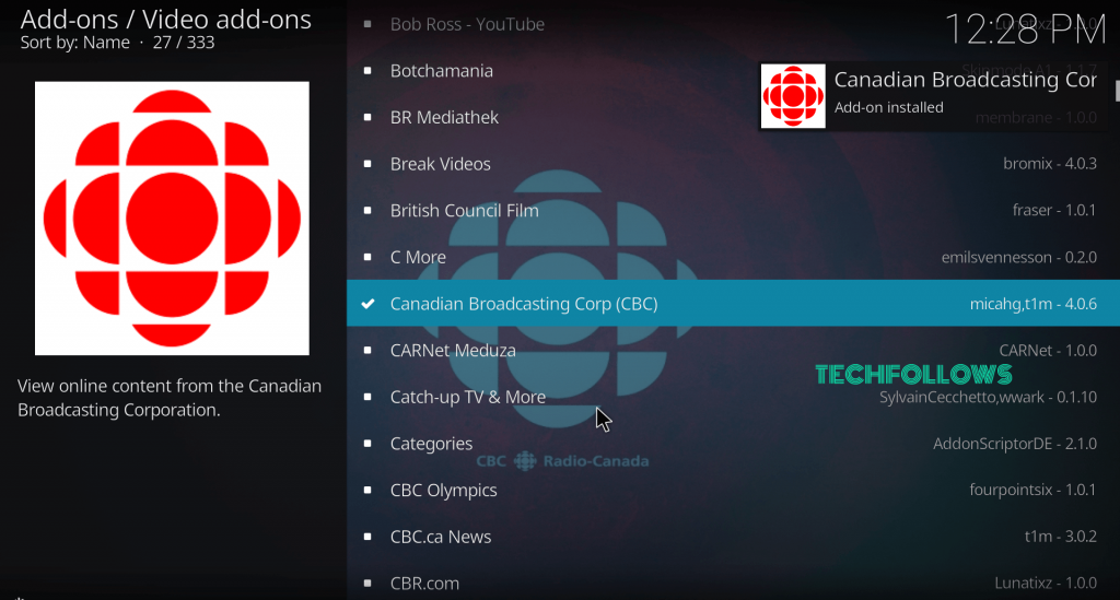 CBC Addon Installed