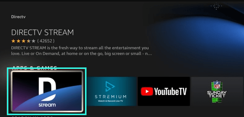 SElect DIRECTV STREAM on Firestick