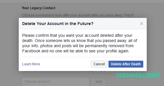 Delete Facebook Account after death