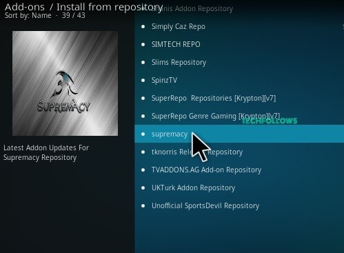 click Supremacy to get Elektra Vault Kodi Addon