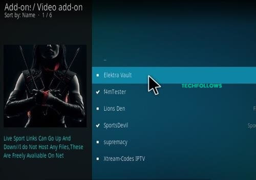 click Elektra Vault Addon to install it on Kodi