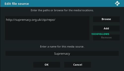 Tap OK to get the repository on kodi