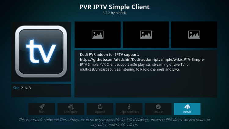 Click on the install button to get IPTV ON NOW TV