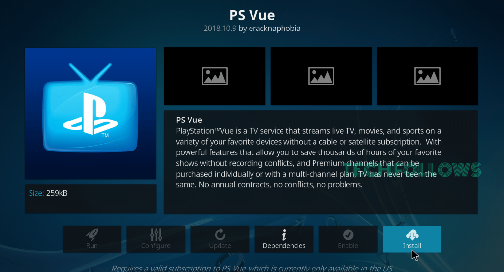 PS Vue Kodi Addon