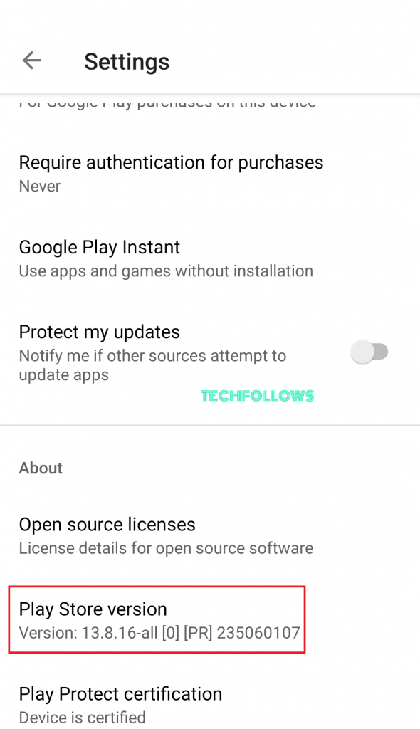 Update Google Play Store from Play Store Settings