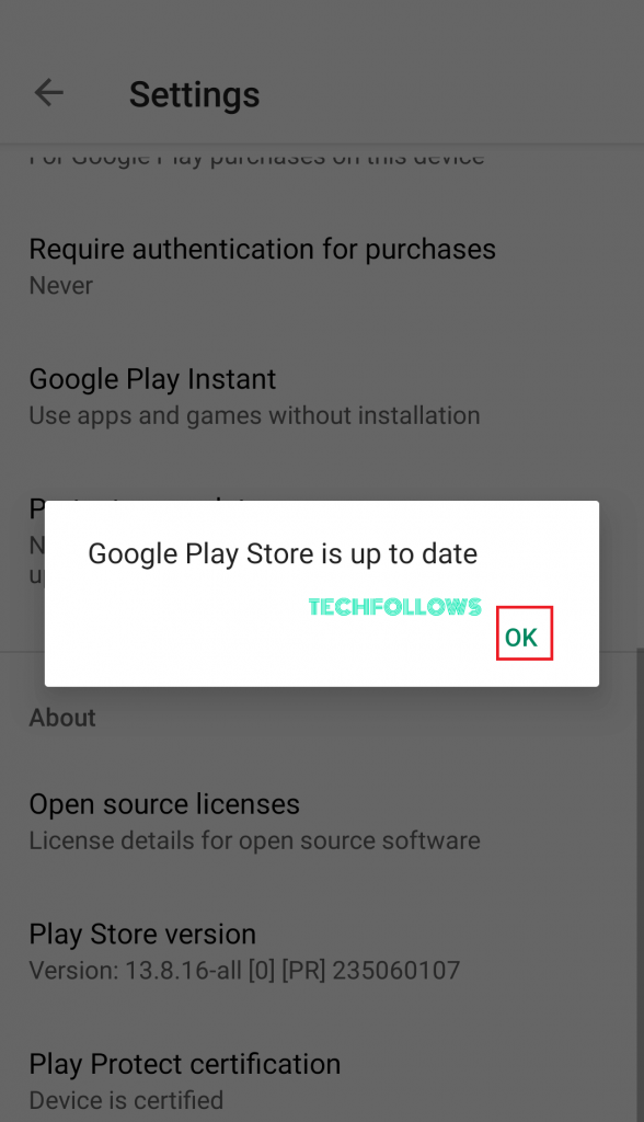 Update Google Play Store from Play Store Settings