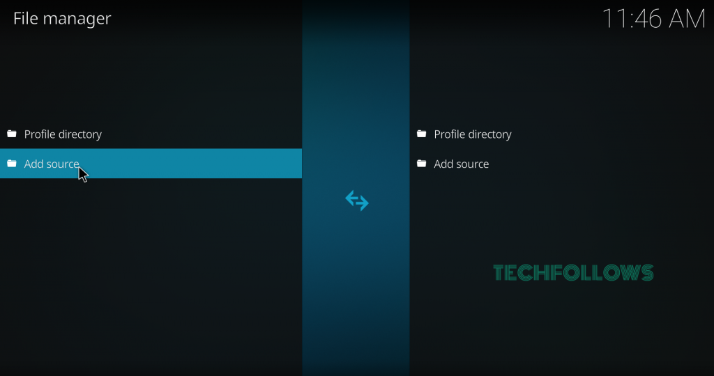 Select Add Source on Kodi