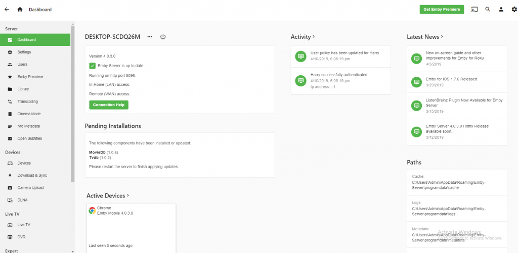 Emby Media Server on Windows