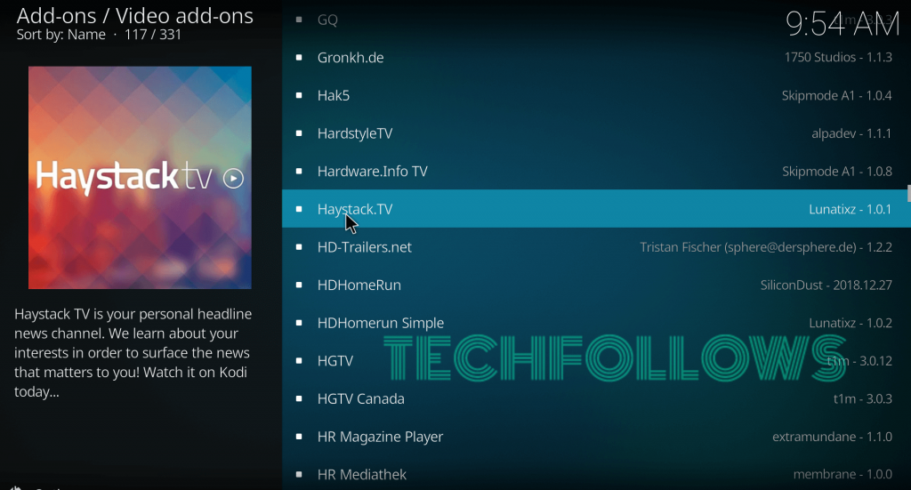 Haystack TV Kodi Addon