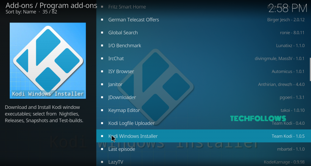 Select Kodi Windows Installer