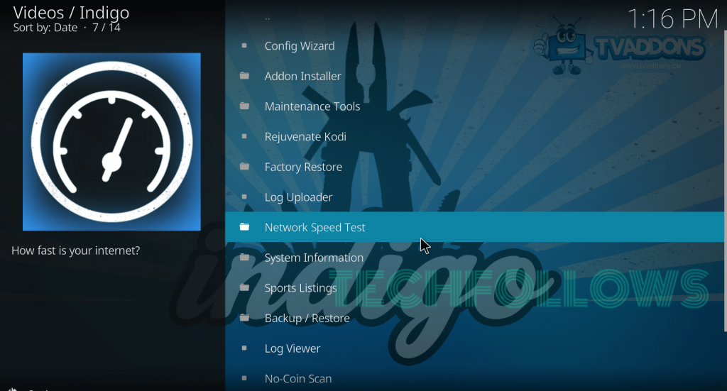 Indigo Addon on Kodi