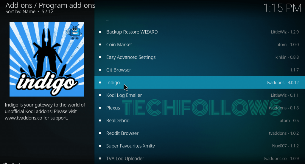 Indigo Kodi Addon