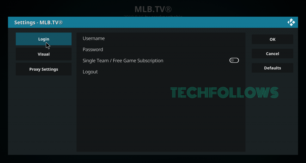 Login your MLB.TV Credentials