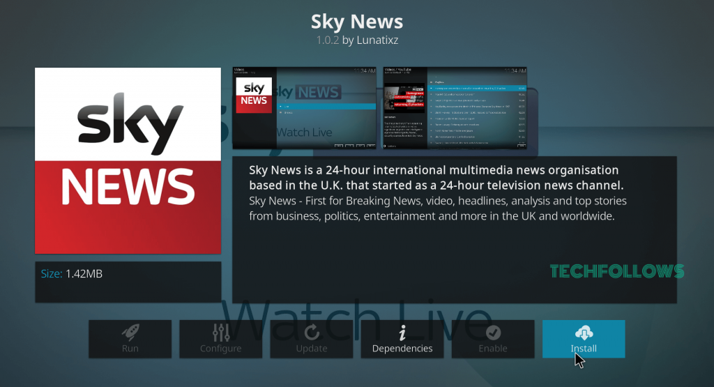 Sky News on Kodi