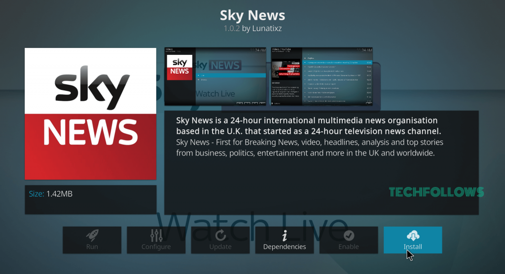 Sky News Kodi Addon