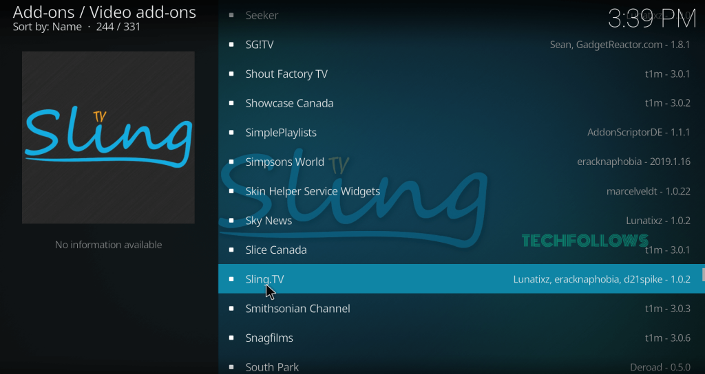 Select Sling.TV