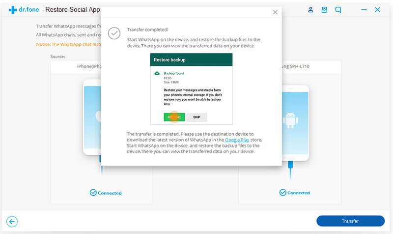 Transfer WhatsApp from iPhone to Android