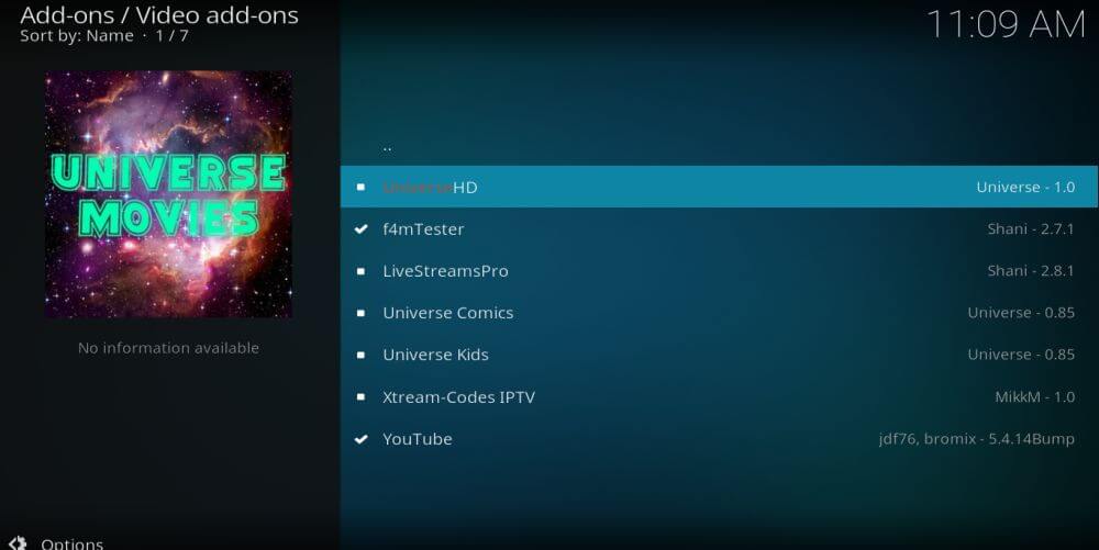 UniverseHD Kodi Addon