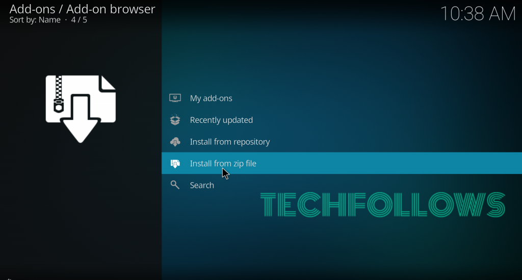 Select Install from Zip File to get AnimeGo Kodi Addon