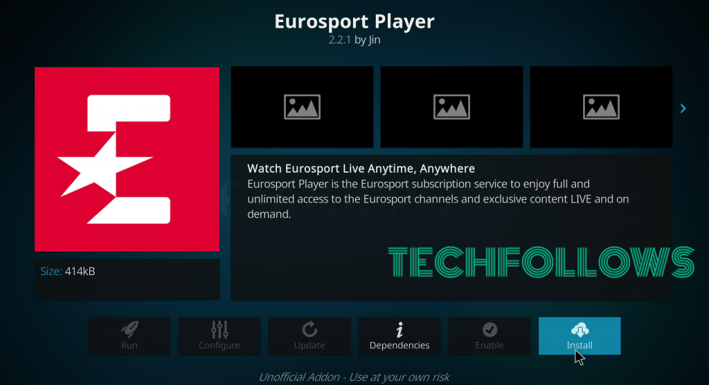 Install Eurosport Player Kodi Addon