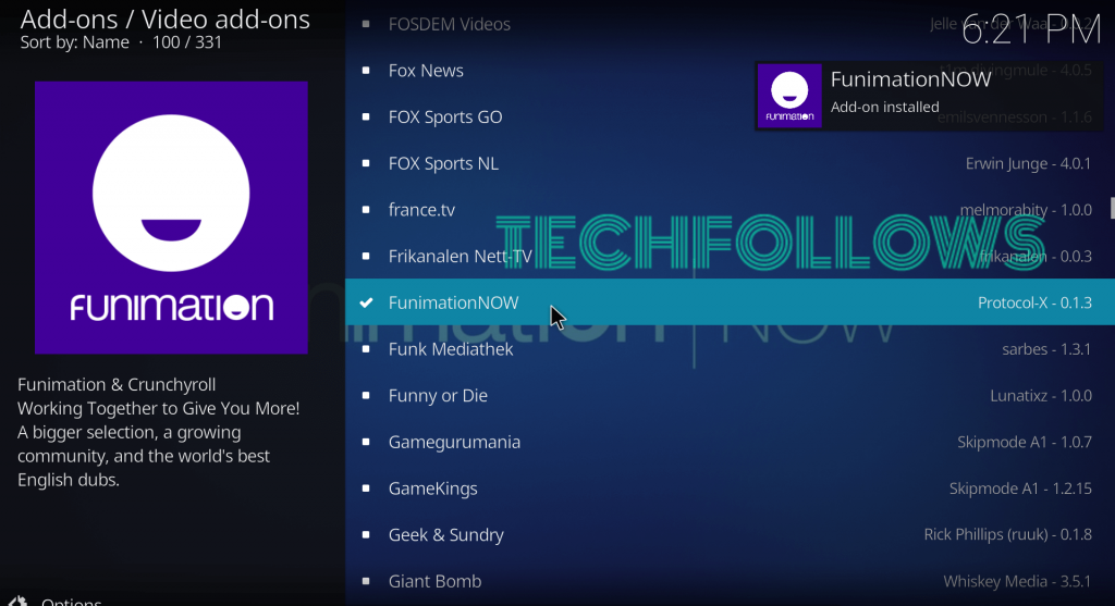 FunimationNow Kodi Addon