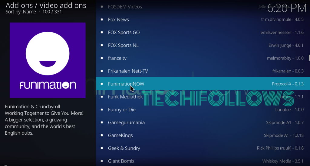 FunimationNow Kodi Addon