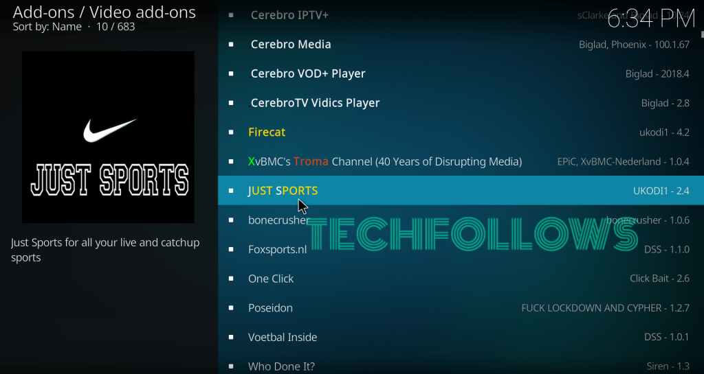 How to install Just Sports Kodi Addon  - 74
