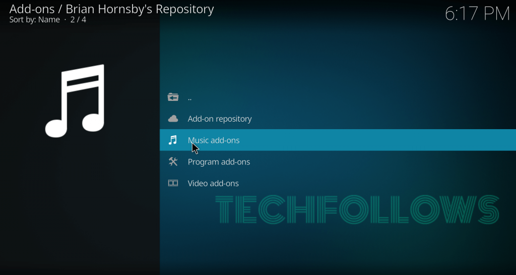 Select Music Addons to get TuneIn Radio Kodi Addon