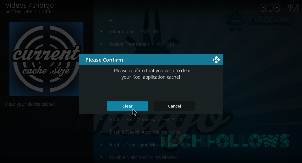 Clear Cache on Kodi