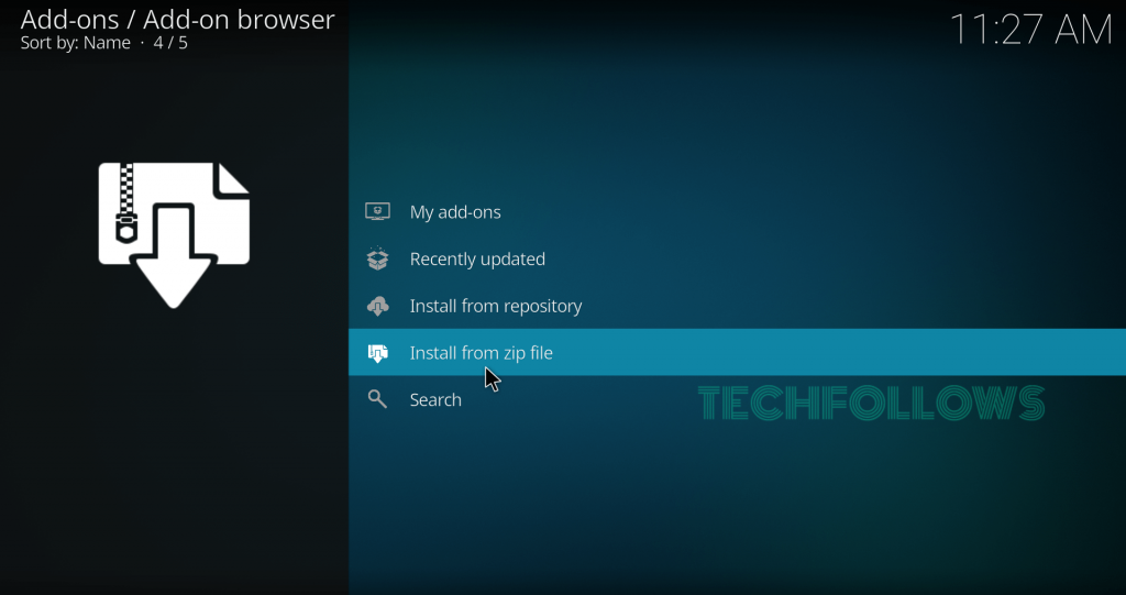 Select Install from Zip File to get PAC-12 Network Kodi Addon 