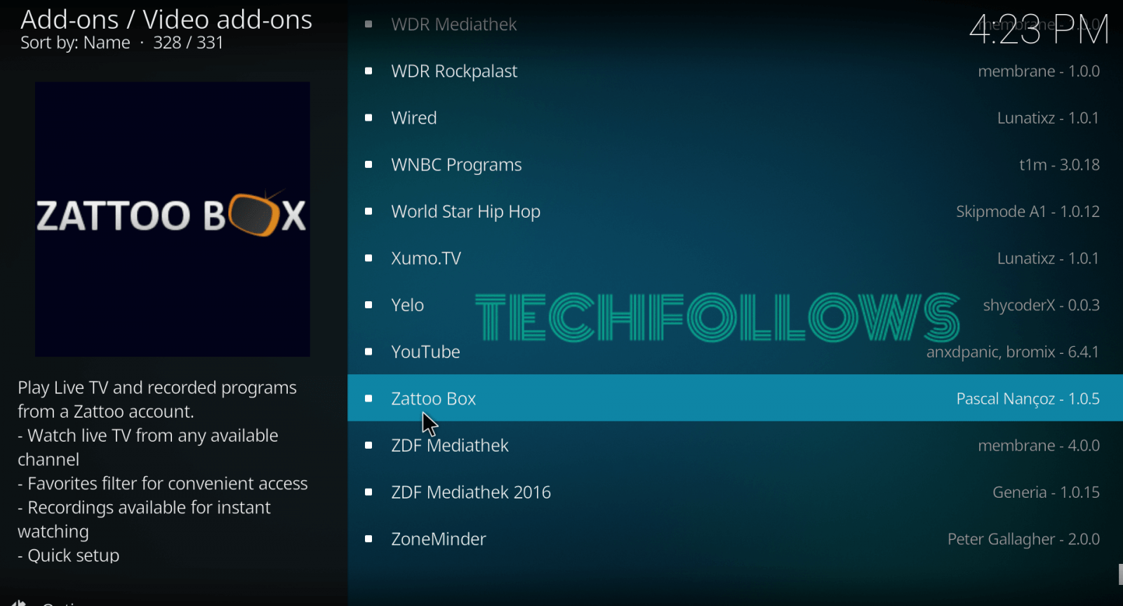 Zattoo Box Kodi Addon